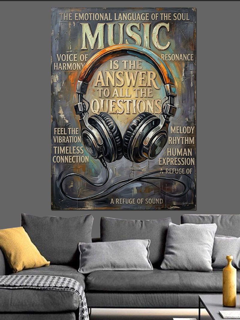 Müzik Ve Kulaklık Modern Tasarım Kanvas Tablo