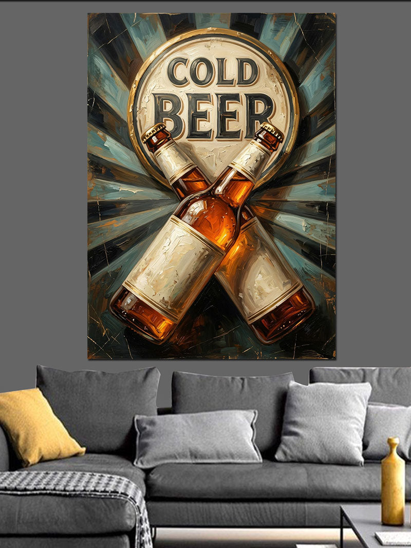 Cold Beer Retro Bira Tabelası Kanvas Tablo