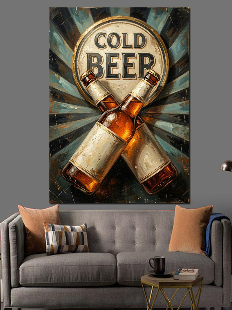 Cold Beer Retro Bira Tabelası Kanvas Tablo