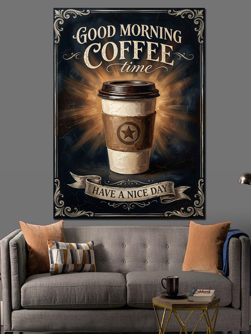 Good Morning Coffee Paket Kahve Kanvas Tablo