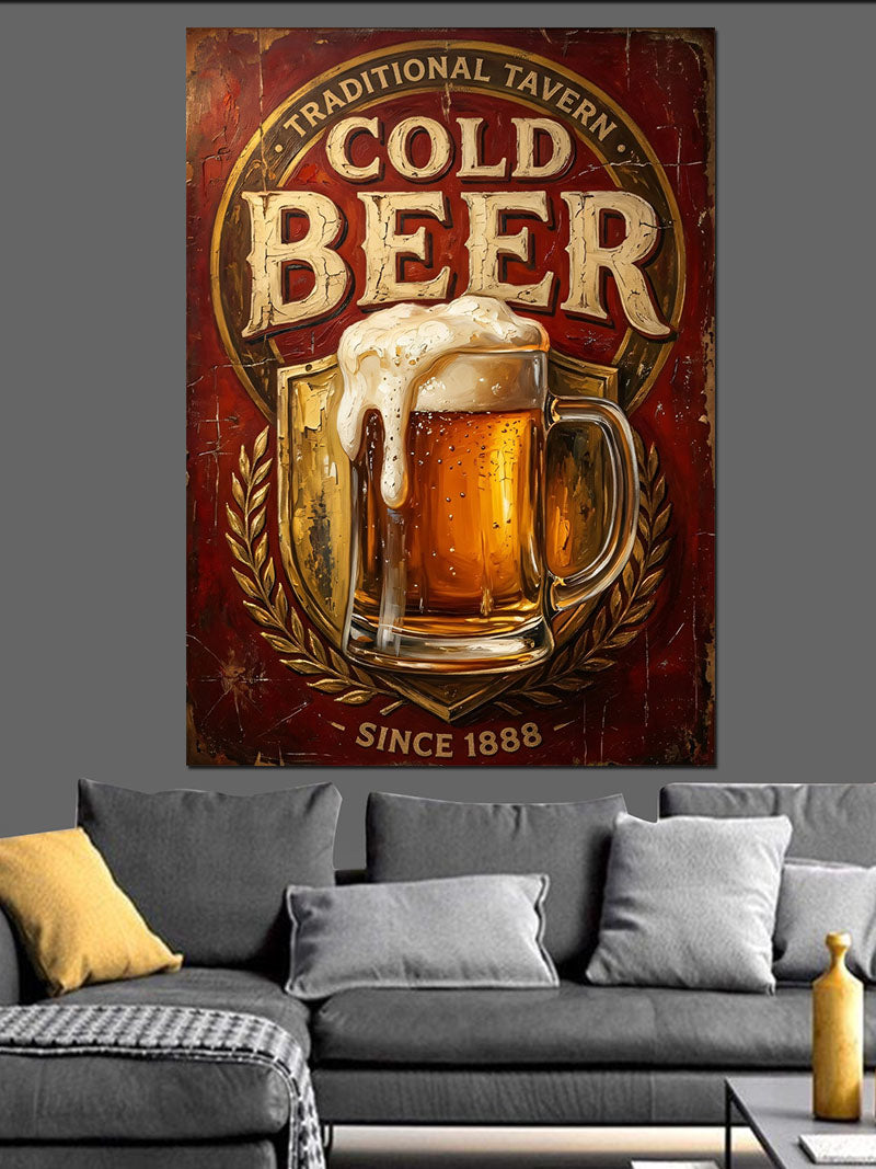Traditional Cold Beer Bira Reklamı Kanvas Tablo