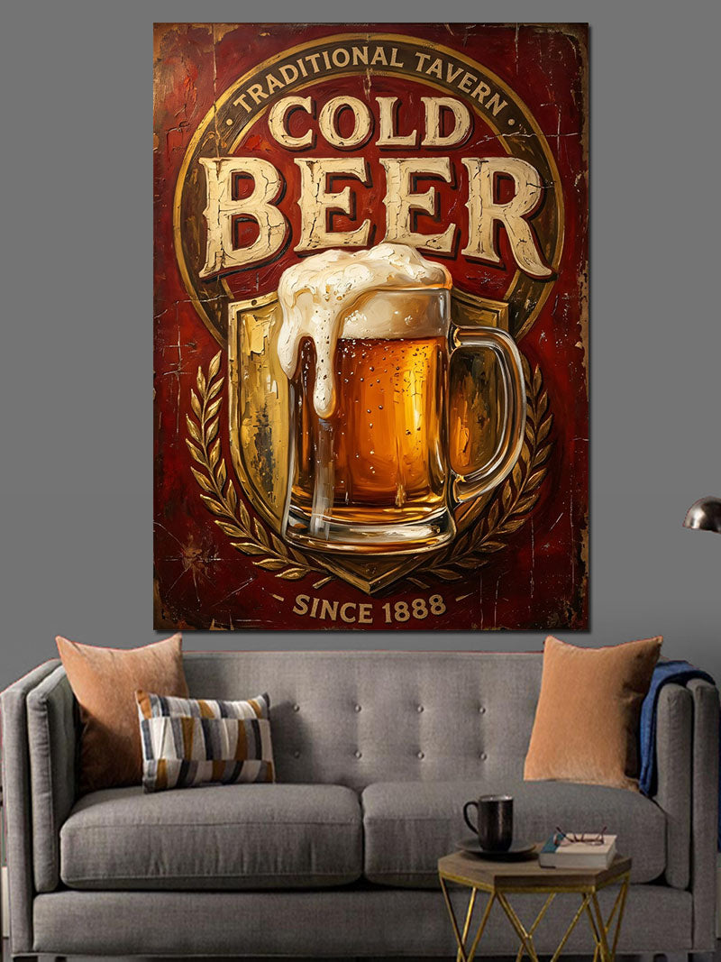 Traditional Cold Beer Bira Reklamı Kanvas Tablo