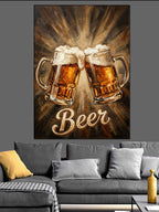 İki Bira Bardağı Ve Cheers Kanvas Tablo