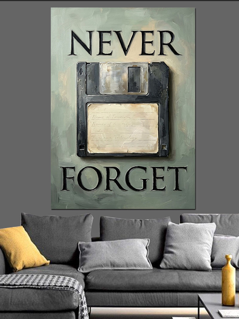 Never Forget Disket Ve Hafıza Kanvas Tablo