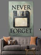 Never Forget Disket Ve Hafıza Kanvas Tablo