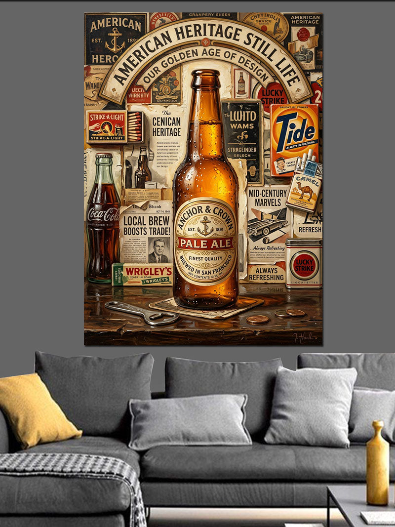 American Heritage Bira Reklam Tabelası Kanvas Tablo