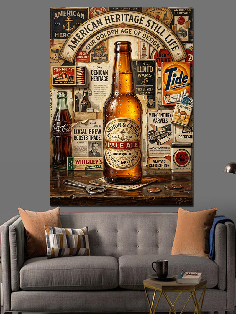American Heritage Bira Reklam Tabelası Kanvas Tablo