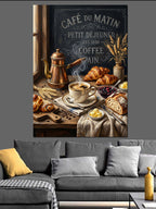 Cafe Du Matin Retro Mutfak Kanvas Tablo
