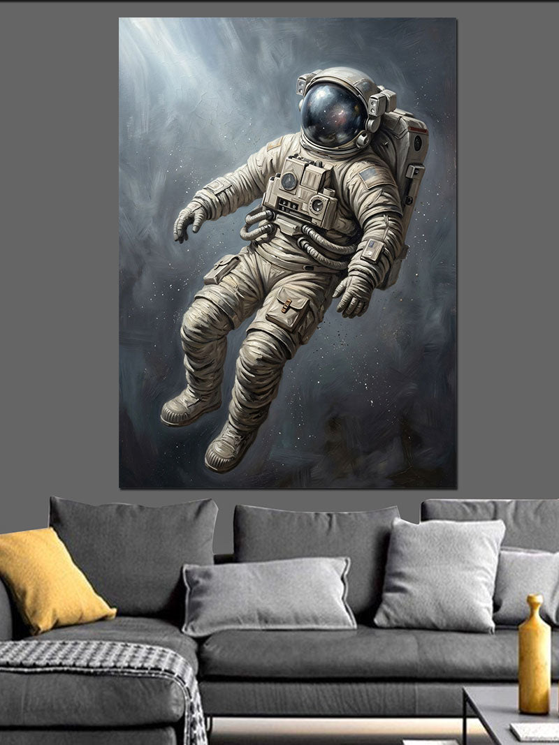 Uzay Boşluğunda Süzülen Modern Astronot Kanvas Tablo