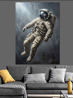 Uzay Boşluğunda Süzülen Modern Astronot Kanvas Tablo