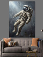Uzay Boşluğunda Süzülen Modern Astronot Kanvas Tablo