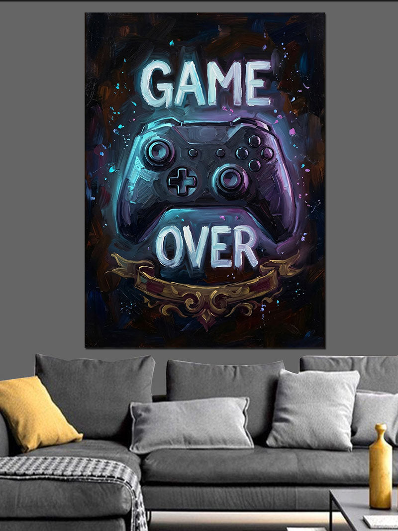 Game Over Yazılı Neon Oyun Tabelası Kanvas Tablo