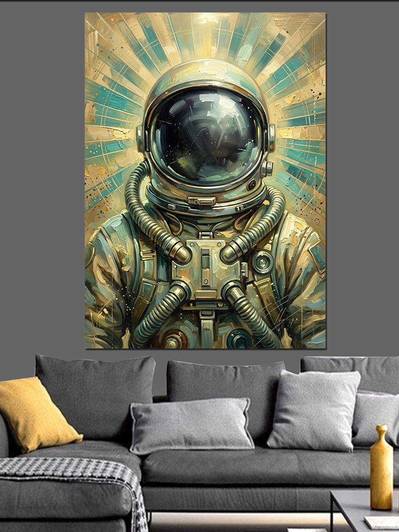 Güneş Işınları Altında Modern Astronot Kanvas Tablo