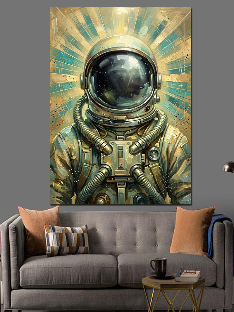 Güneş Işınları Altında Modern Astronot Kanvas Tablo