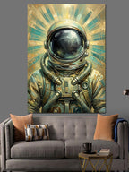 Güneş Işınları Altında Modern Astronot Kanvas Tablo