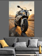 Yol Kenarında Duran Modern Motosiklet Kanvas Tablo