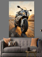 Yol Kenarında Duran Modern Motosiklet Kanvas Tablo