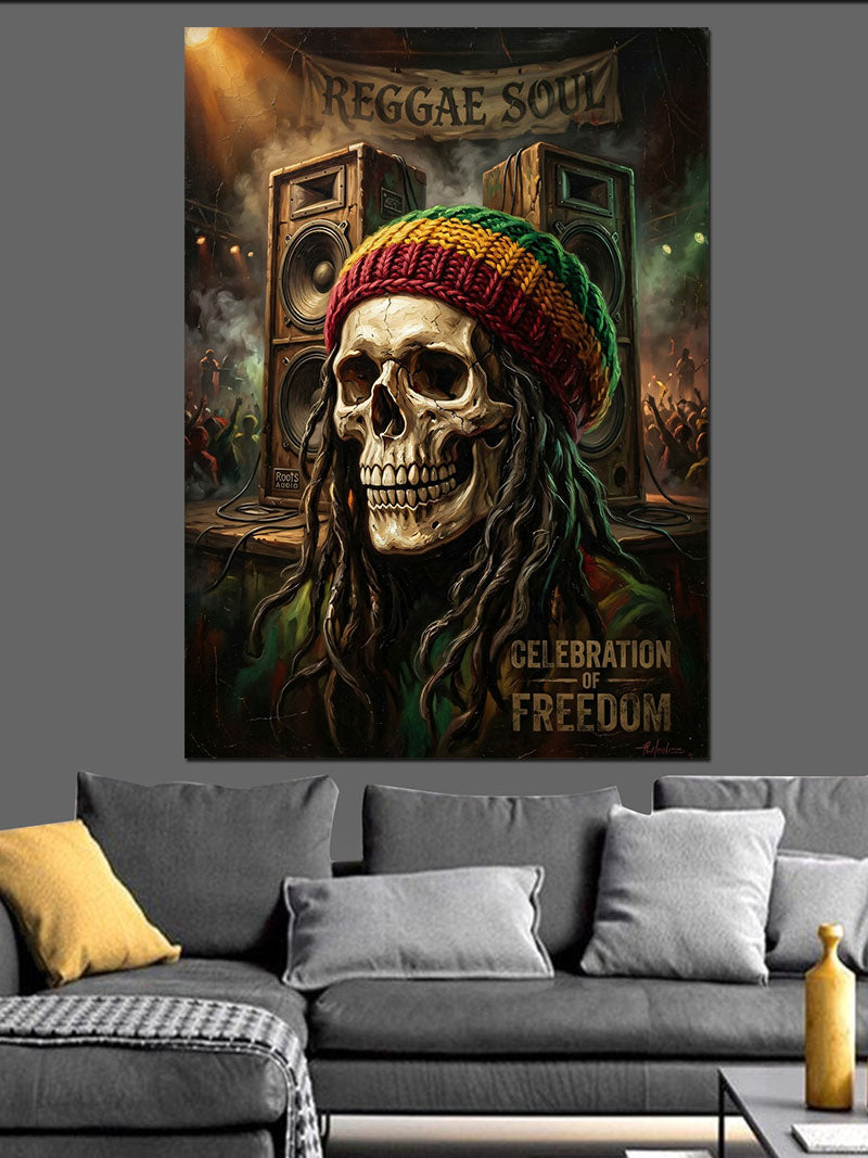 Rasta Saçlı Reggae Tarzı Kurukafa Kanvas Tablo