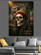Rasta Saçlı Reggae Tarzı Kurukafa Kanvas Tablo