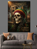 Rasta Saçlı Reggae Tarzı Kurukafa Kanvas Tablo
