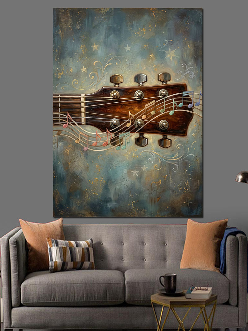 Akustik Gitar Gövdesi Ve Sapı Kanvas Tablo
