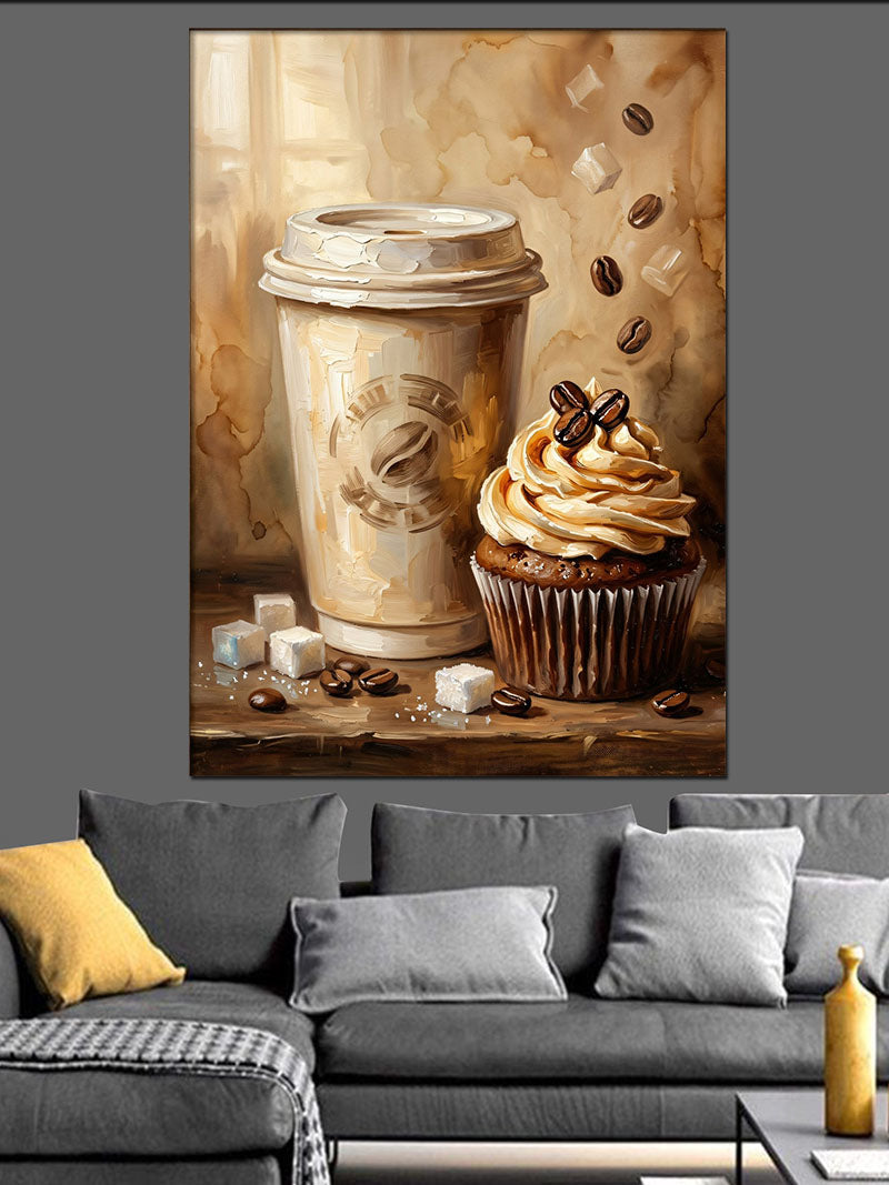 Kahve Ve Cupcake Lezzet Sunumu Kanvas Tablo