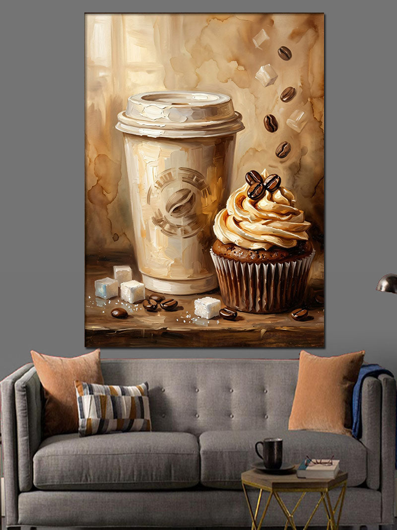 Kahve Ve Cupcake Lezzet Sunumu Kanvas Tablo
