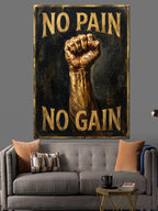 No Pain No Gain Yazılı Tabelalar Kanvas Tablo