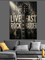 Live Fast Rock Harder Yazısı Kanvas Tablo