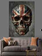 İngiliz Bayraklı Metalik Kurukafa Tablo Kanvas Tablo