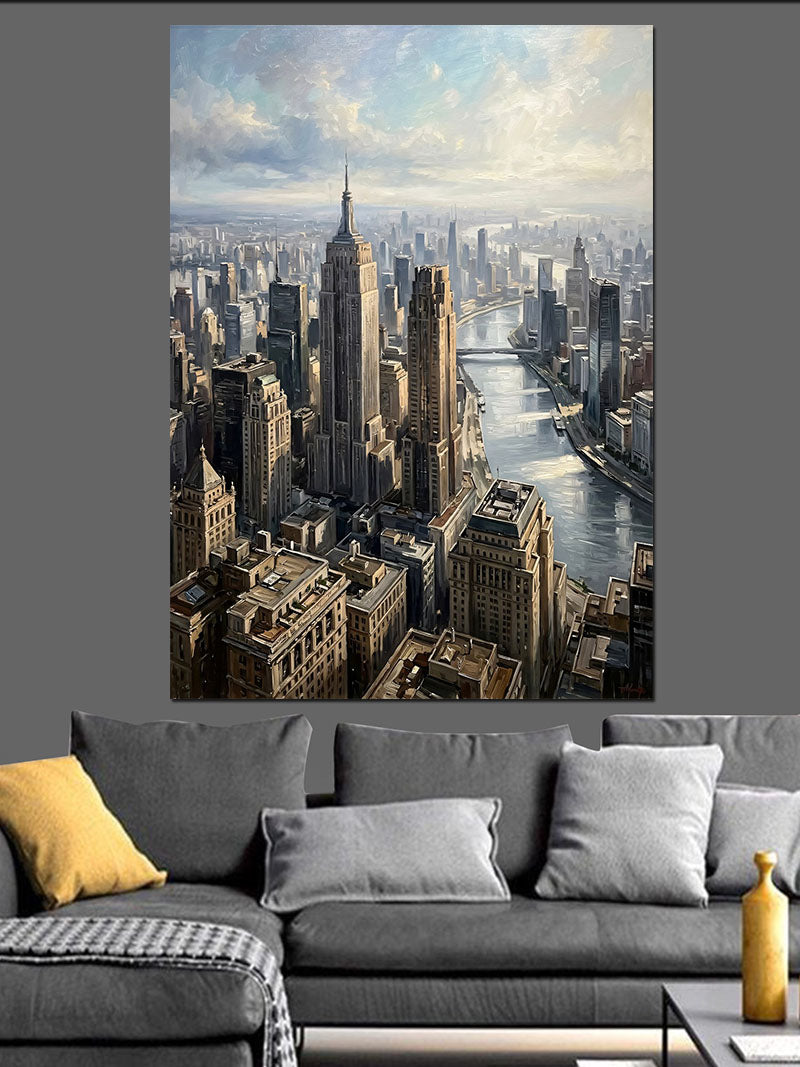 Sisli New York Şehri Manzarası Kanvas Tablo