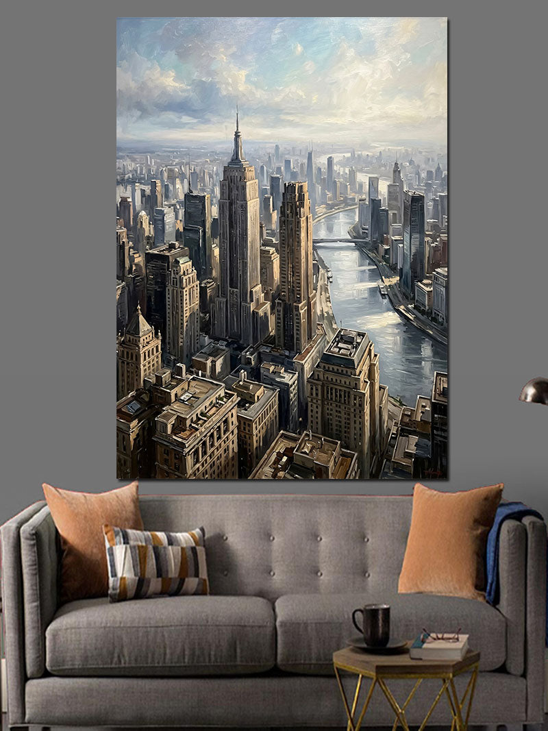 Sisli New York Şehri Manzarası Kanvas Tablo