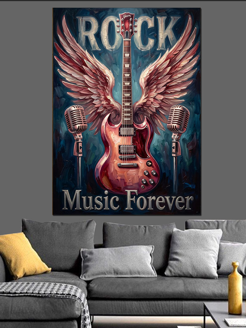 Kanatlı Gitar Müzik Sonsuza Dek Kanvas Tablo
