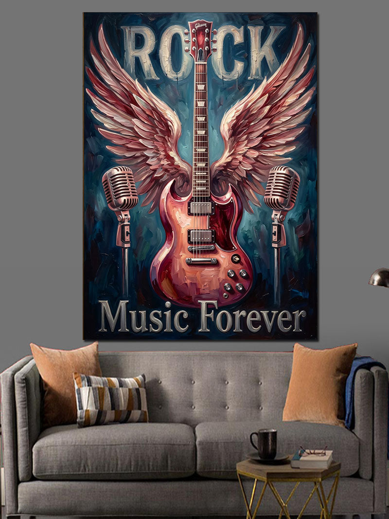 Kanatlı Gitar Müzik Sonsuza Dek Kanvas Tablo