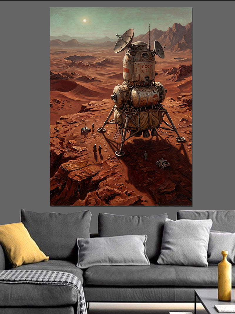 Mars Yüzeyinde Uzay Keşif Aracı Kanvas Tablo