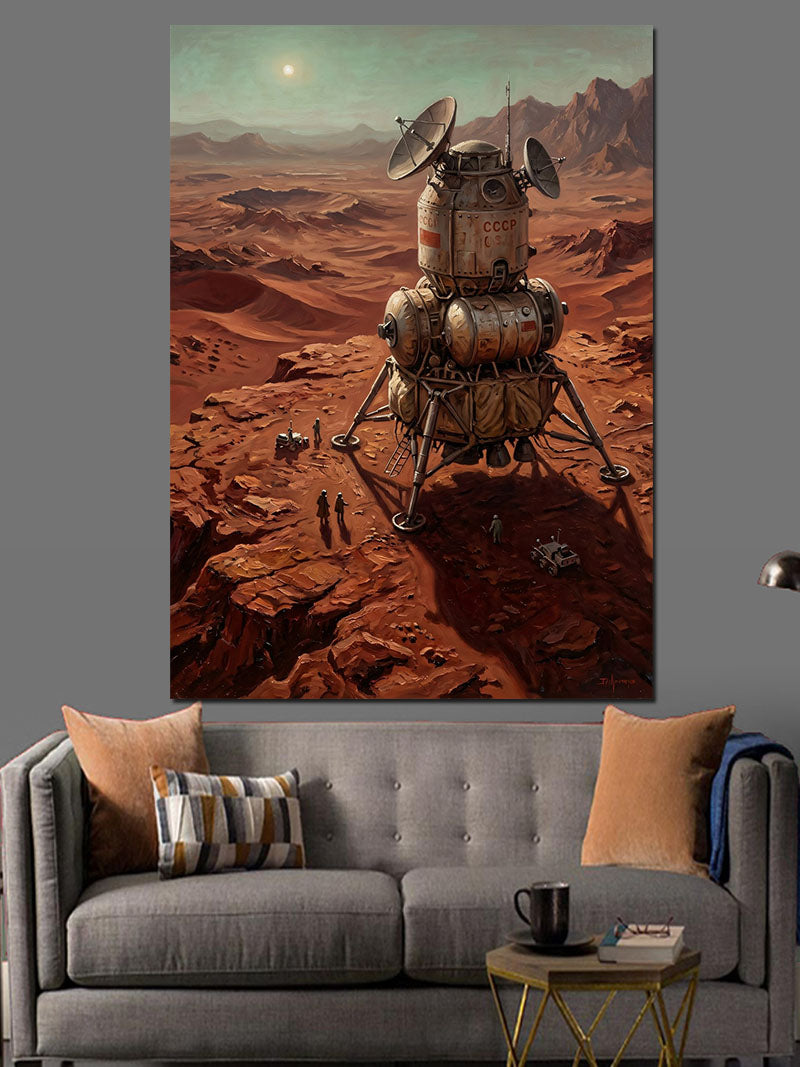 Mars Yüzeyinde Uzay Keşif Aracı Kanvas Tablo