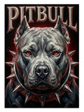 Zincir tasmalı ve karizmatik duruşlu Pitbull köpeği.