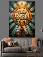 Cold Beer Retro Şişe Tasarımı Kanvas Tablo