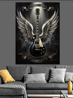Kanatlı Gitar Rock N Roll Kanvas Tablo