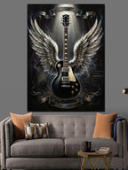 Kanatlı Gitar Rock N Roll Kanvas Tablo