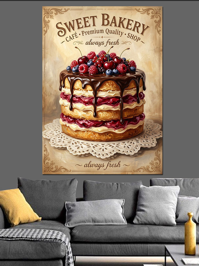 Sweet Bakery Katlı Meyveli Pasta Kanvas Tablo