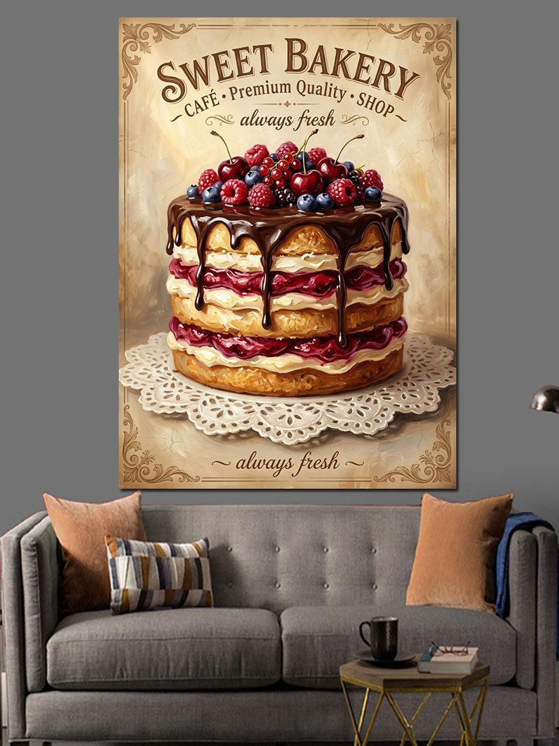 Sweet Bakery Katlı Meyveli Pasta Kanvas Tablo