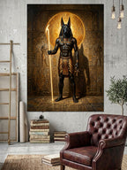 Mistik Ve Altın Anubis Heykeli Kanvas Tablo