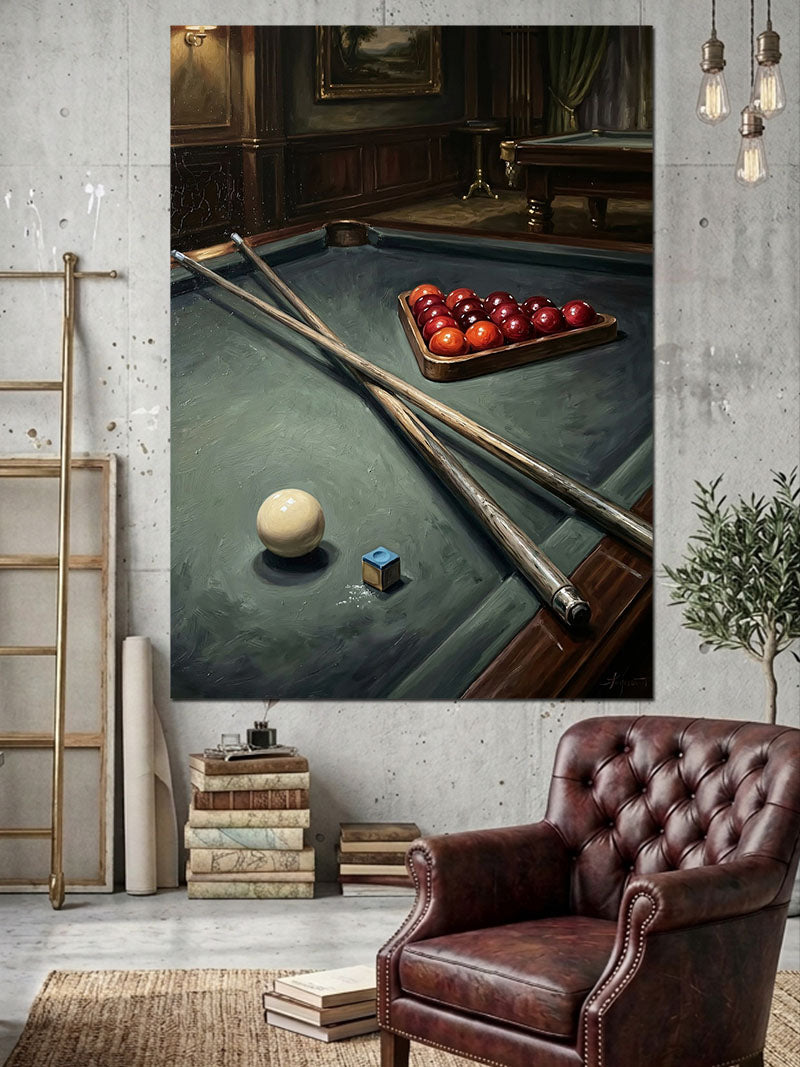 Bilardo Masası ve Istakalar Tablo Kanvas Tablo