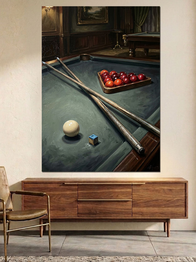 Bilardo Masası ve Istakalar Tablo Kanvas Tablo