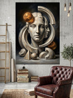 Geometrik Heykel Başı Modern Sanat Kanvas Tablo