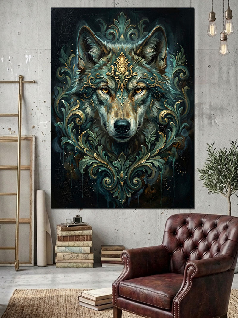 Mandala Desenli Kurt Başı Tablosu Kanvas Tablo