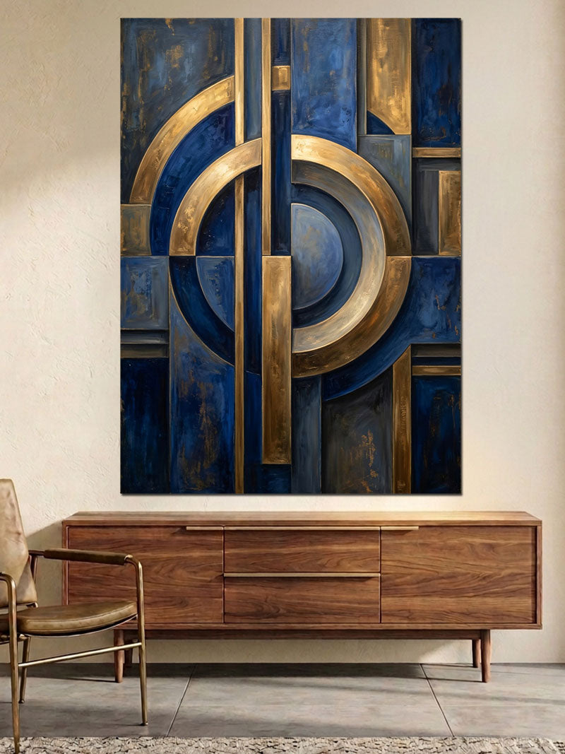 Geometrik Halkalı Modern Soyut Tasarım Kanvas Tablo