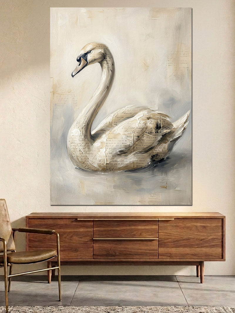 Sudan Çıkmış Beyaz Kuğu Büstü Kanvas Tablo