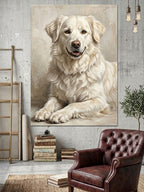 Masum Bakışlı Büyük Beyaz Köpek Kanvas Tablo